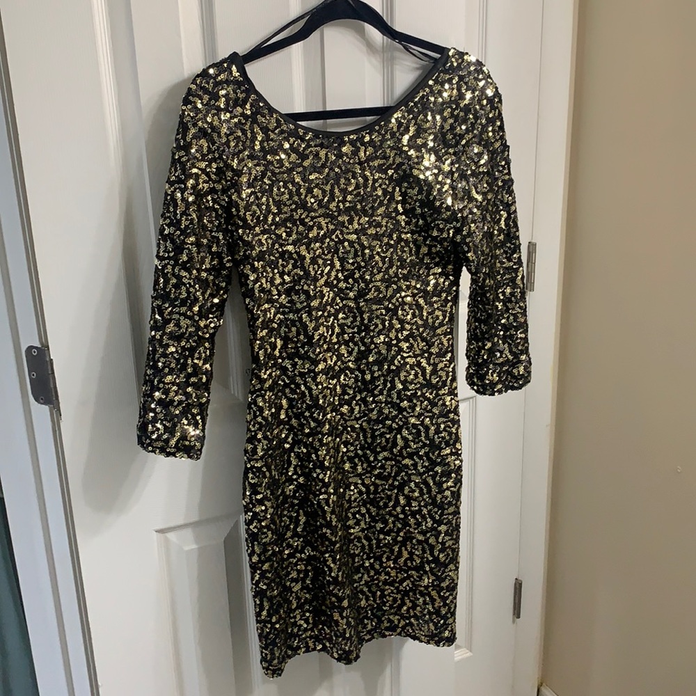 Black & Gold Sequin Dress